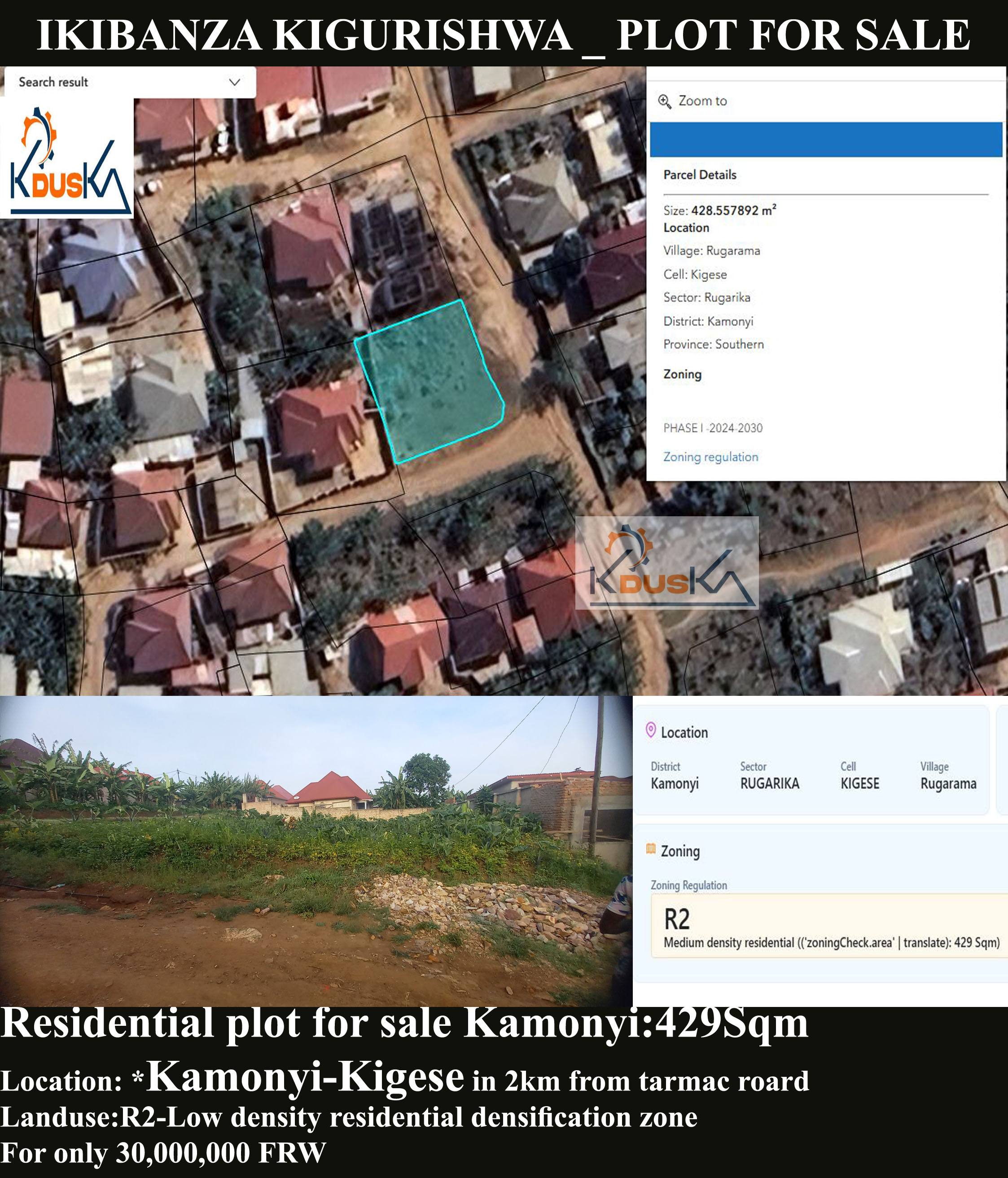Plot for sale at Kamonyi-Kigese