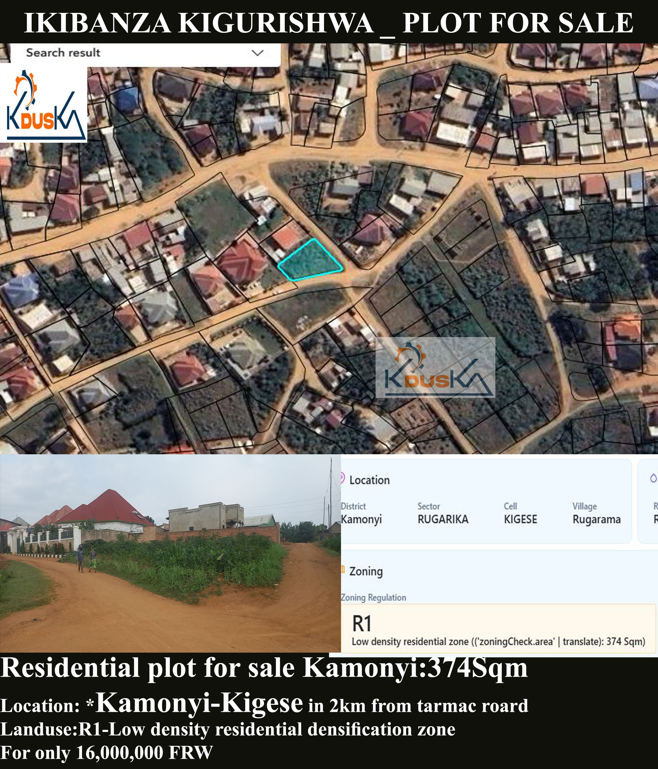 Plot for sale at Kamonyi-Kigese